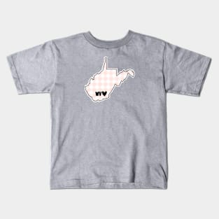 USA States: West Virginia (pink plaid) Kids T-Shirt